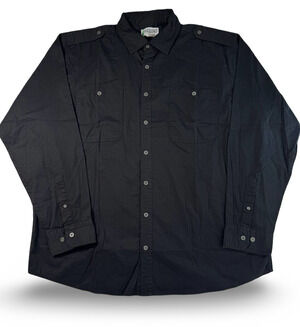Haband Men's Black Long Sleeve Button Front Shirt XL 100% Cotton Casual